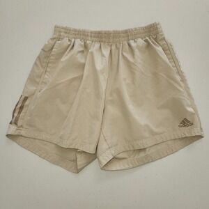 Adidas Womens Tan Beige Running Training Shorts Elastic Waist 3-Stripe No Size